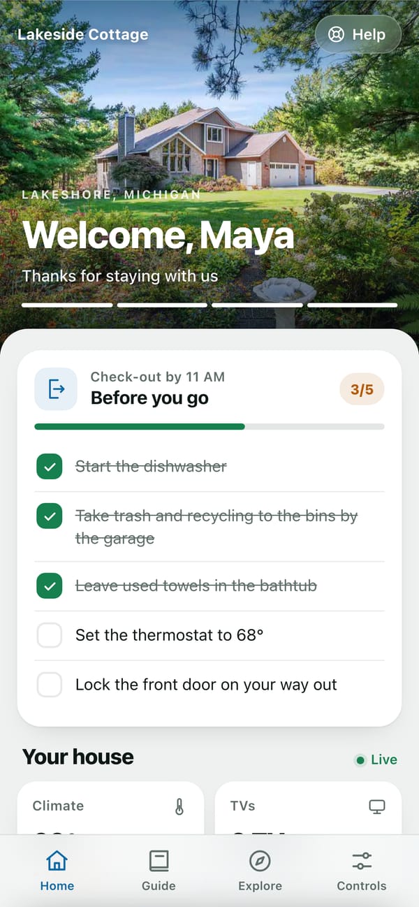 Check-out day on the phone: a Before you go checklist with three of five steps done